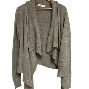 Abercrombie & Fitch Sweater Gray Sz M Womens Knit Waterfall Open Front Cardigan